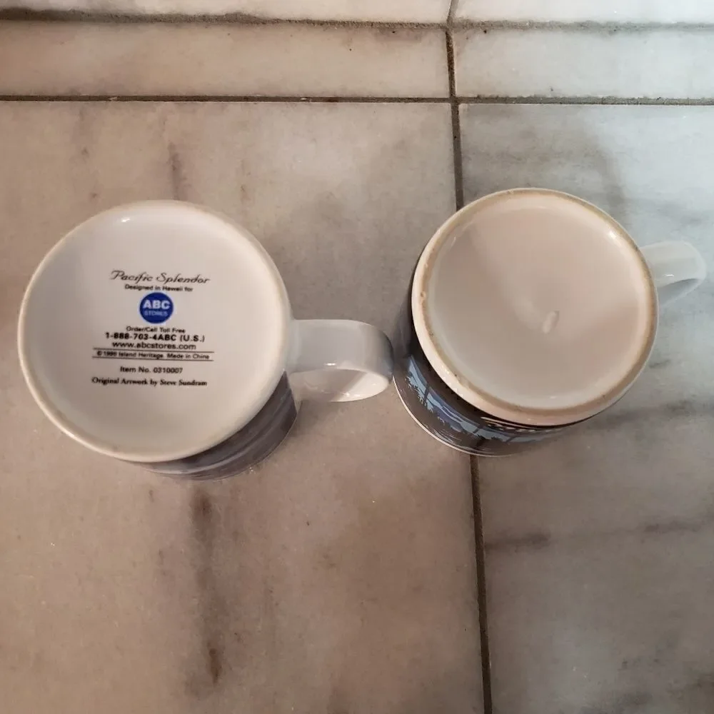 Hawaiian Design coffee tea mugs set of 2